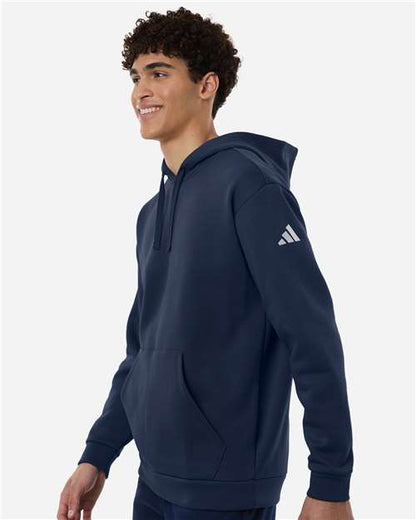 adidas AT203 Men's Fleece Hooded Sweatshirt - Team Navy Blue/ White - OnModelSide