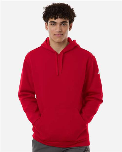 adidas AT203 Men's Fleece Hooded Sweatshirt - Team Power Red/ White - OnModelFront