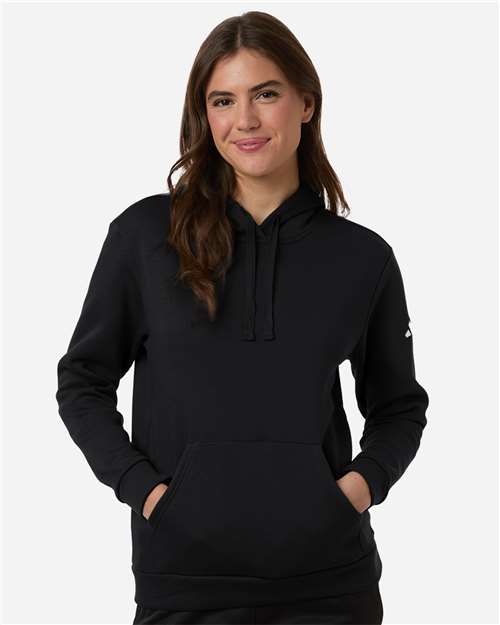 adidas AT204 Women's Fleece Hooded Sweatshirt - Black/ White - OnModelFront