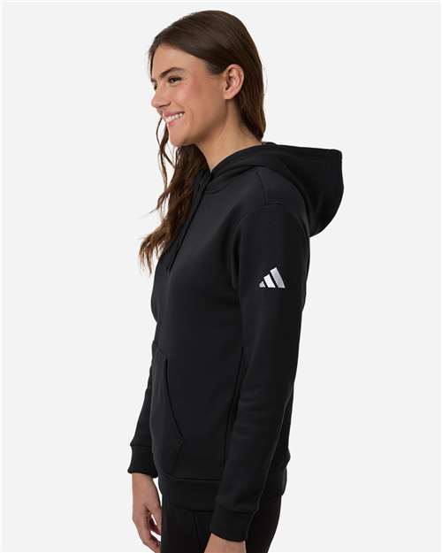 adidas AT204 Women's Fleece Hooded Sweatshirt - Black/ White - OnModelSide