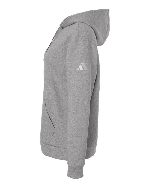 adidas AT204 Women's Fleece Hooded Sweatshirt - Medium Grey Heather/ White - DirectSide