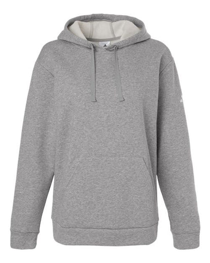 adidas AT204 Women's Fleece Hooded Sweatshirt - Medium Grey Heather/ White - Front