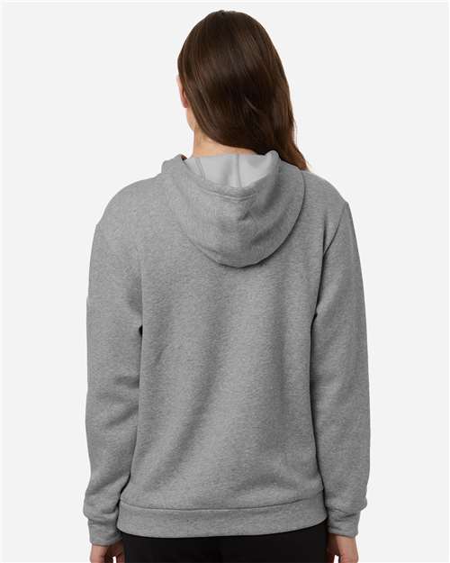 adidas AT204 Women's Fleece Hooded Sweatshirt - Medium Grey Heather/ White - OnModelBack