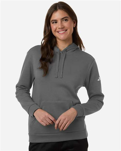 adidas AT204 Women's Fleece Hooded Sweatshirt - Team Grey Four/ White - OnModelFront