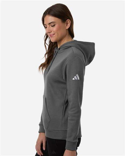 adidas AT204 Women's Fleece Hooded Sweatshirt - Team Grey Four/ White - OnModelSide