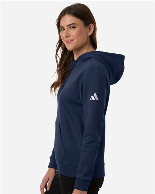 adidas AT204 Women's Fleece Hooded Sweatshirt - Team Navy Blue/ White - OnModelSide