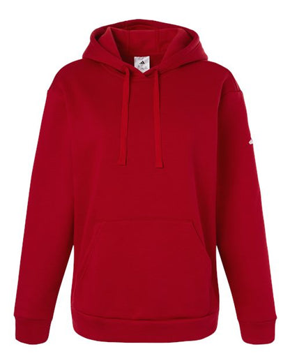 adidas AT204 Women's Fleece Hooded Sweatshirt - Team Power Red/ White - Front