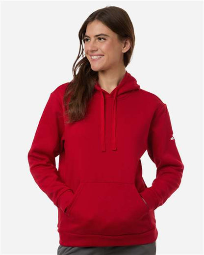 adidas AT204 Women's Fleece Hooded Sweatshirt - Team Power Red/ White - OnModelFront