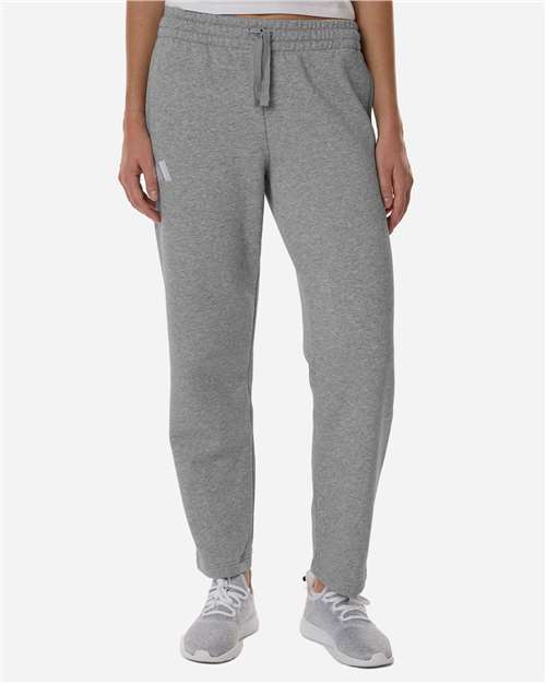 adidas AT216 Women's Fleece Sweatpants - Medium Grey Heather/ White - OnModelFront