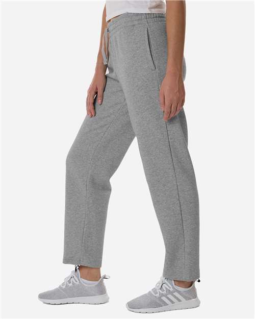 adidas AT216 Women's Fleece Sweatpants - Medium Grey Heather/ White - OnModelSide