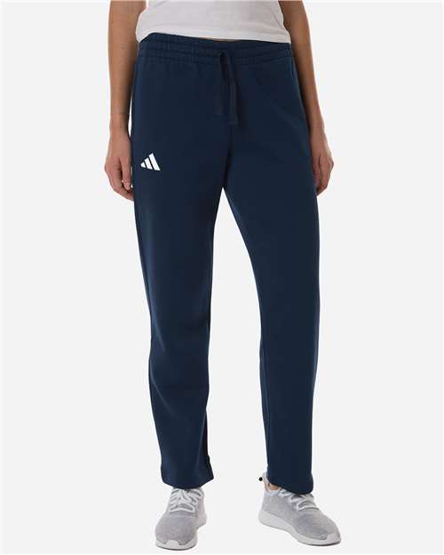 adidas AT216 Women's Fleece Sweatpants - Team Navy Blue/ White - OnModelFront
