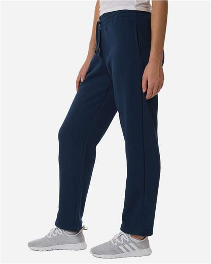 adidas AT216 Women's Fleece Sweatpants - Team Navy Blue/ White - OnModelSide