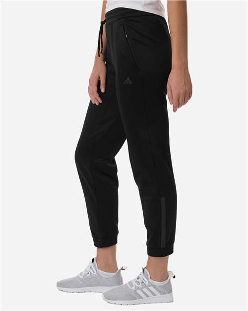 adidas AT219 Women's Game & Go Fleece Sweatpants - Black - OnModelSide