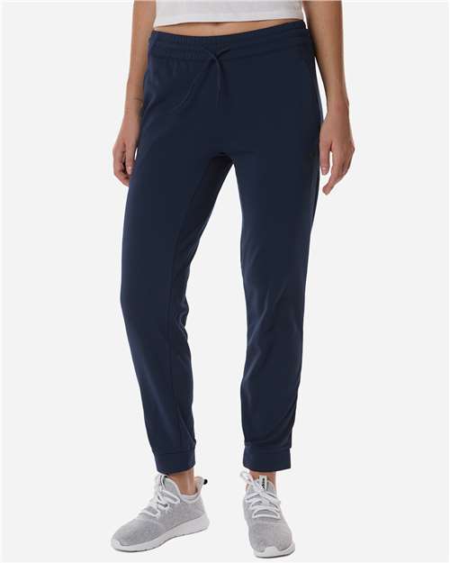 adidas AT219 Women's Game & Go Fleece Sweatpants - Team Navy Blue - OnModelFront
