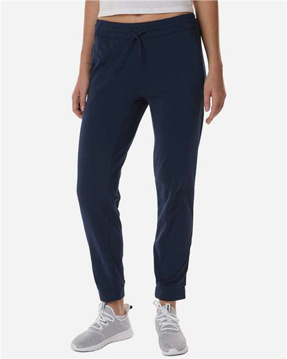 adidas AT219 Women's Game & Go Fleece Sweatpants - Team Navy Blue - OnModelFront