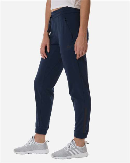adidas AT219 Women's Game & Go Fleece Sweatpants - Team Navy Blue - OnModelSide
