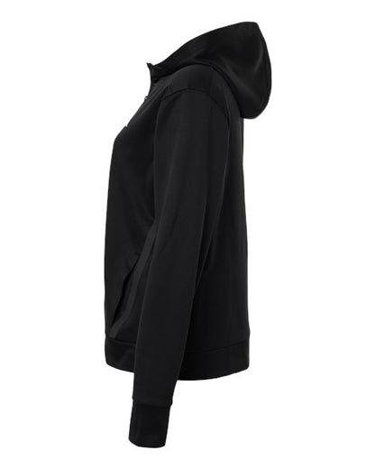 adidas AT209 Women's Game & Go Fleece Full-Zip Hooded Sweatshirt - Black/ White - DirectSide