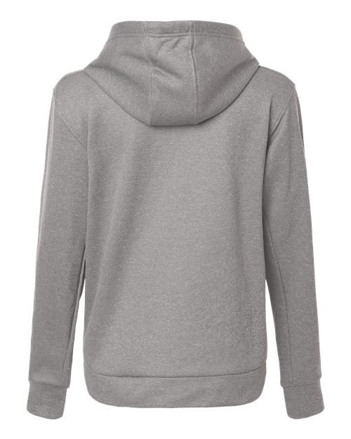 adidas AT209 Women's Game & Go Fleece Full-Zip Hooded Sweatshirt - Medium Grey Heather/ Black - Back