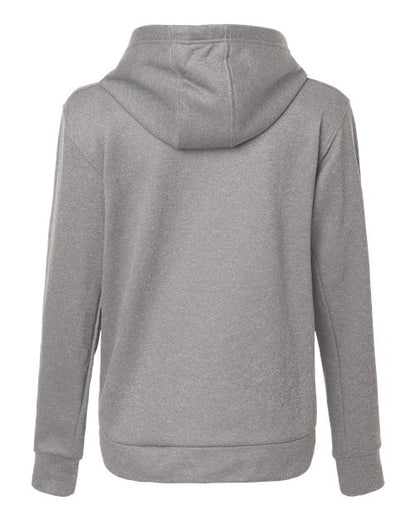 adidas AT209 Women's Game & Go Fleece Full-Zip Hooded Sweatshirt - Medium Grey Heather/ Black - Back