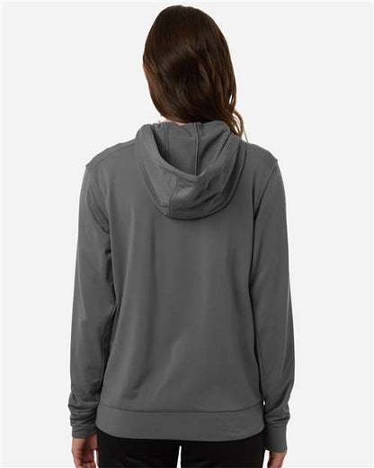 adidas AT209 Women's Game & Go Fleece Full-Zip Hooded Sweatshirt - Team Grey Four/ Black - OnModelBack