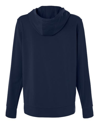 adidas AT209 Women's Game & Go Fleece Full-Zip Hooded Sweatshirt - Team Navy Blue/ Black - Back