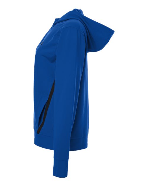 adidas AT209 Women's Game & Go Fleece Full-Zip Hooded Sweatshirt - Team Royal Blue/ Black - DirectSide