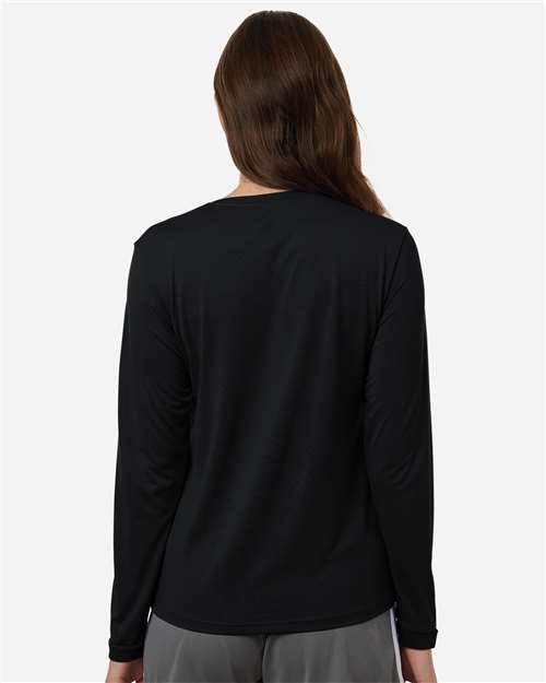 adidas AT105 Women's Pregame Long Sleeve T-Shirt - Black/ White - OnModelBack