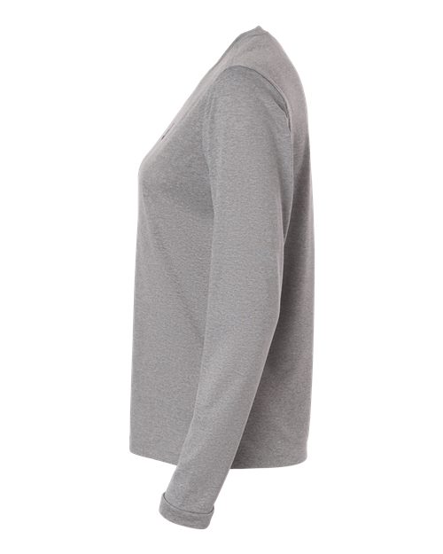adidas AT105 Women's Pregame Long Sleeve T-Shirt - Medium Grey Heather/ Black - DirectSide