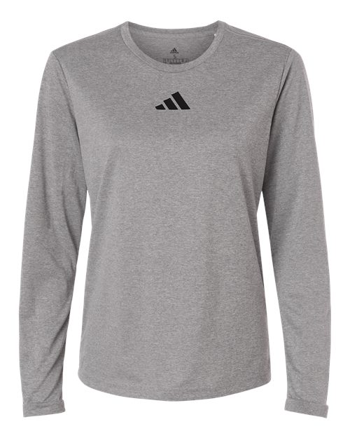 adidas AT105 Women's Pregame Long Sleeve T-Shirt - Medium Grey Heather/ Black - Front