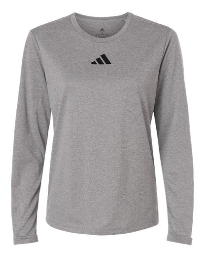 adidas AT105 Women's Pregame Long Sleeve T-Shirt - Medium Grey Heather/ Black - Front