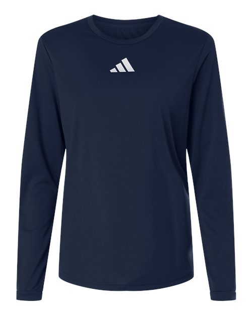 adidas AT105 Women's Pregame Long Sleeve T-Shirt - Team Navy Blue/ White - Front