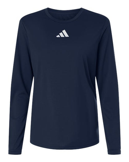adidas AT105 Women's Pregame Long Sleeve T-Shirt - Team Navy Blue/ White - Front
