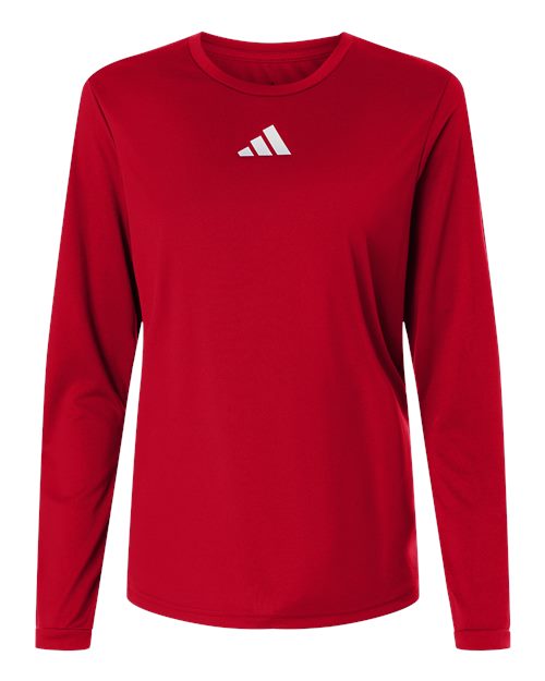 adidas AT105 Women's Pregame Long Sleeve T-Shirt - Team Power Red/ White - Front