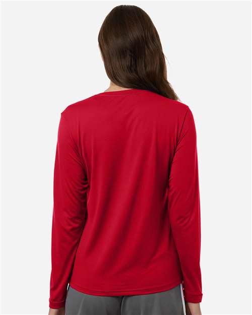 adidas AT105 Women's Pregame Long Sleeve T-Shirt - Team Power Red/ White - OnModelBack