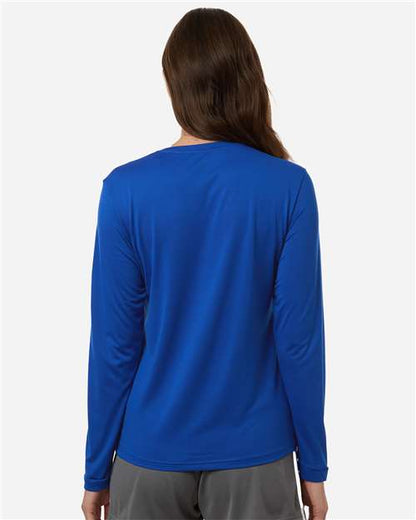 adidas AT105 Women's Pregame Long Sleeve T-Shirt - Team Royal Blue/ White - OnModelBack