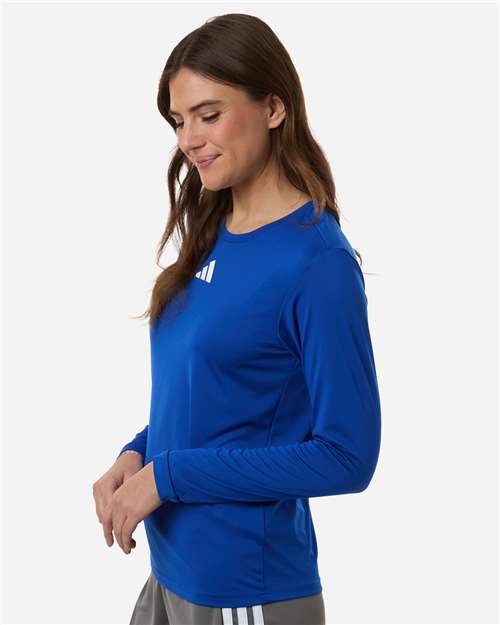 adidas AT105 Women's Pregame Long Sleeve T-Shirt - Team Royal Blue/ White - OnModelSide