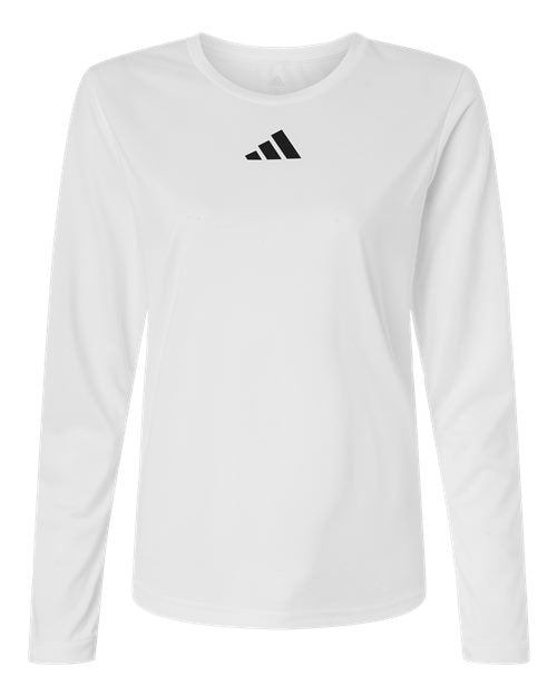 adidas AT105 Women's Pregame Long Sleeve T-Shirt - White/ Black - Front