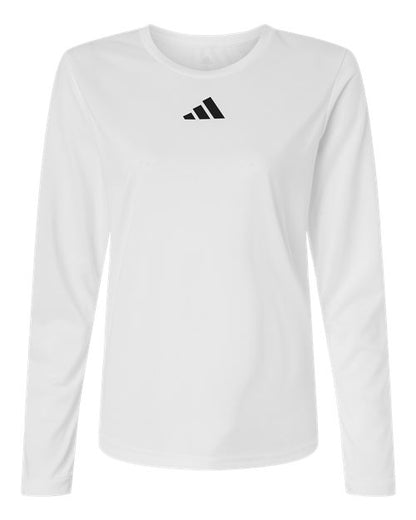 adidas AT105 Women's Pregame Long Sleeve T-Shirt - White/ Black - Front