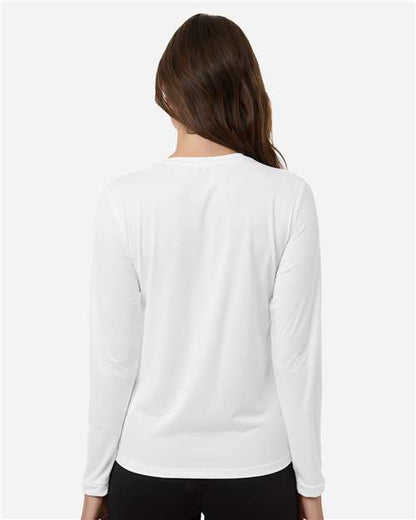 adidas AT105 Women's Pregame Long Sleeve T-Shirt - White/ Black - OnModelBack