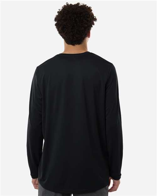 adidas AT104 Men's Pregame Long Sleeve T-Shirt - Black/ White - OnModelBack