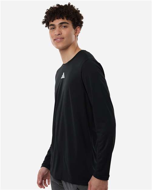 adidas AT104 Men's Pregame Long Sleeve T-Shirt - Black/ White - OnModelSide