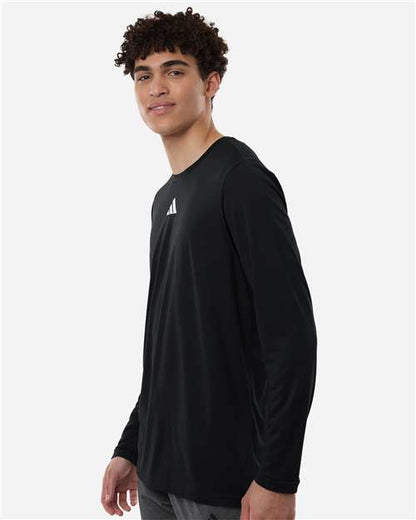 adidas AT104 Men's Pregame Long Sleeve T-Shirt - Black/ White - OnModelSide