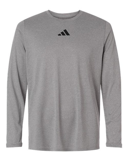 adidas AT104 Men's Pregame Long Sleeve T-Shirt - Medium Grey Heather/ Black - Front