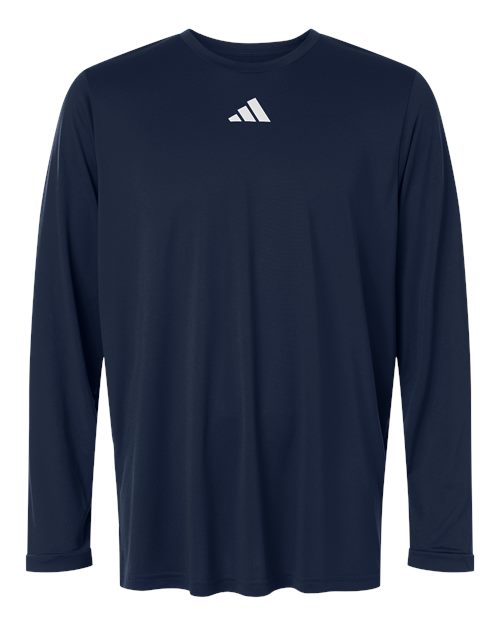 adidas AT104 Men's Pregame Long Sleeve T-Shirt - Team Navy Blue/ White - Front