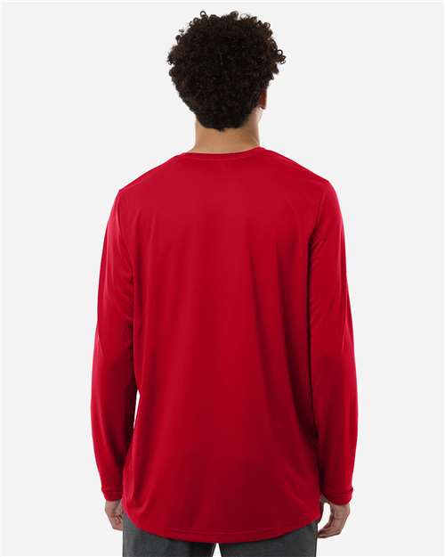 adidas AT104 Men's Pregame Long Sleeve T-Shirt - Team Power Red/ White - OnModelBack