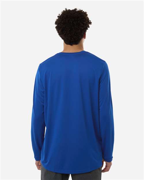 adidas AT104 Men's Pregame Long Sleeve T-Shirt - Team Royal Blue/ White - OnModelBack