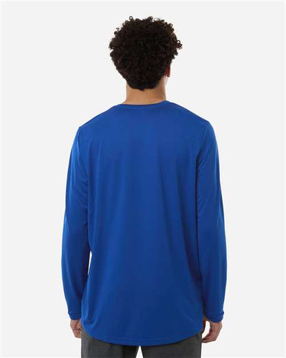 adidas AT104 Men's Pregame Long Sleeve T-Shirt - Team Royal Blue/ White - OnModelBack