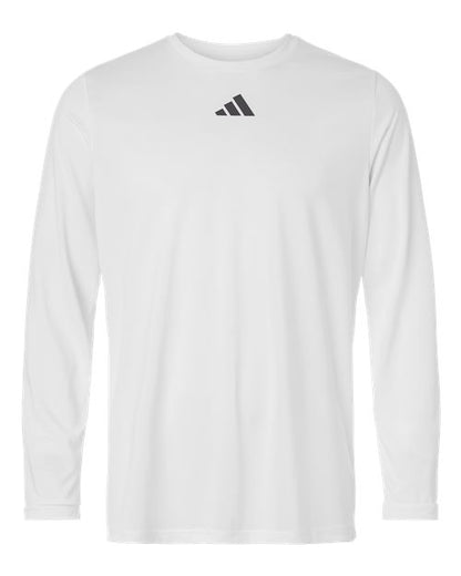 adidas AT104 Men's Pregame Long Sleeve T-Shirt - White/ Team Grey Four - Front
