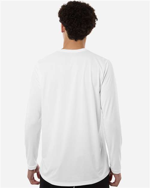 adidas AT104 Men's Pregame Long Sleeve T-Shirt - White/ Team Grey Four - OnModelBack