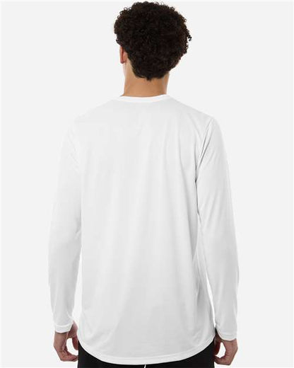 adidas AT104 Men's Pregame Long Sleeve T-Shirt - White/ Team Grey Four - OnModelBack
